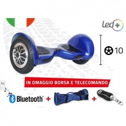 HOVERBOARD BLUE 10" POLLICI LUCI LED BLUETOOTH SPEAKER BORSA E TELECOMANDO