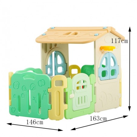 Casetta Per Bambini Partyfun multifunzione con canestro porte e finestre apribili H117 X L163 X L146