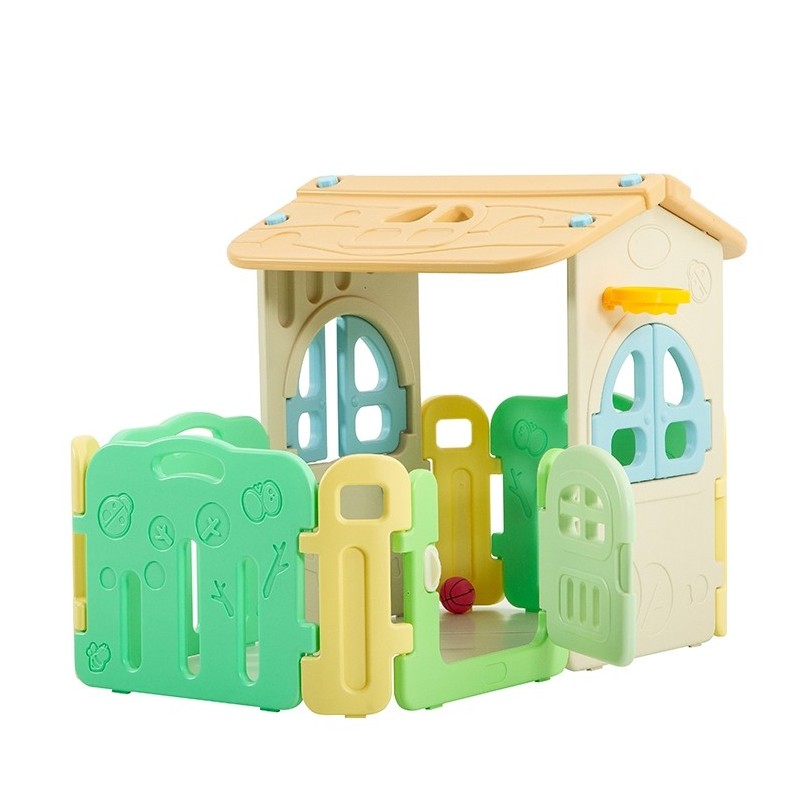 Casetta Per Bambini Partyfun multifunzione con canestro porte e finestre apribili H117 X L163 X L146