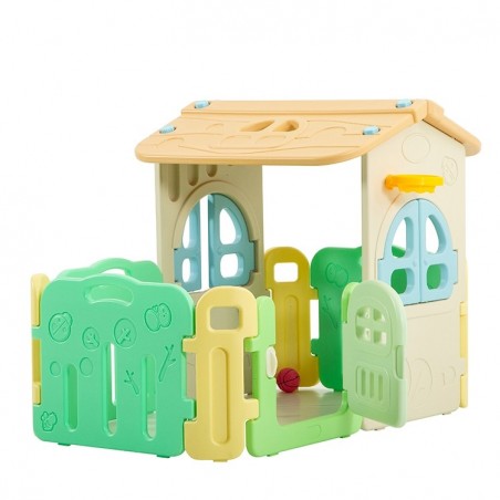 Casetta Per Bambini Partyfun multifunzione con canestro porte e finestre apribili H117 X L163 X L146