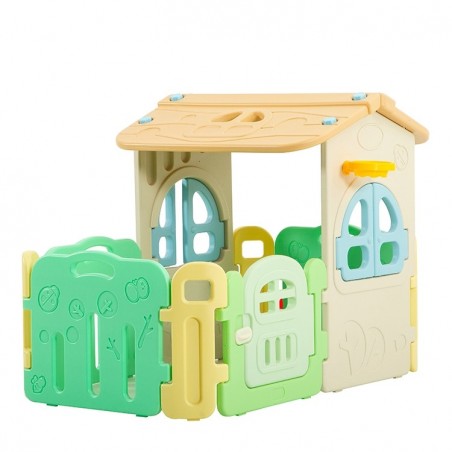 Casetta Per Bambini Partyfun multifunzione con canestro porte e finestre apribili H117 X L163 X L146