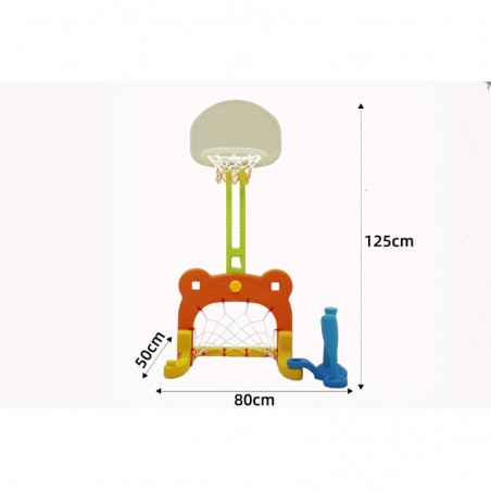 Set Canestro Da basket 3 in 1 con porta Da Calcio centro Attività alezza regolabile