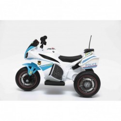 Moto Elettrica per bambini Polizia Blue con Musiche Luci Mp3 Marcia avanti e indietro accelleratore 3 ruote