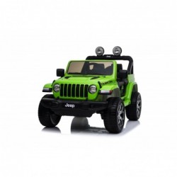 Auto macchina elettrica jeep Wrangler Rubicon 12V per bambini porte apribili con telecomando full accessori Green