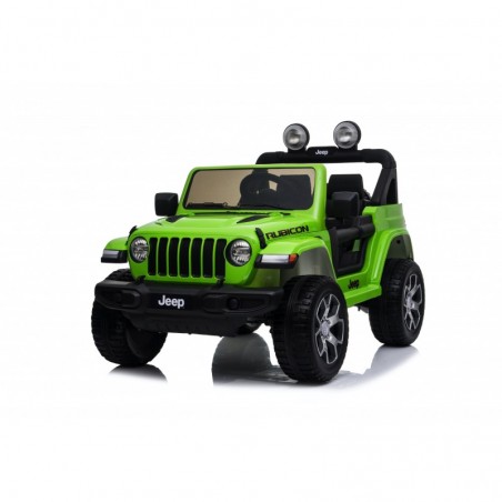 Auto macchina elettrica jeep Wrangler Rubicon 12V per bambini porte apribili con telecomando full accessori Green