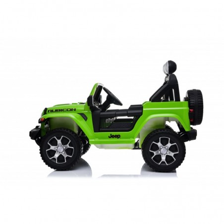 Auto macchina elettrica jeep Wrangler Rubicon 12V per bambini porte apribili con telecomando full accessori Green