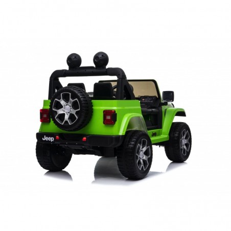 Auto macchina elettrica jeep Wrangler Rubicon 12V per bambini porte apribili con telecomando full accessori Green