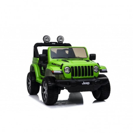 Auto macchina elettrica jeep Wrangler Rubicon 12V per bambini porte apribili con telecomando full accessori Green