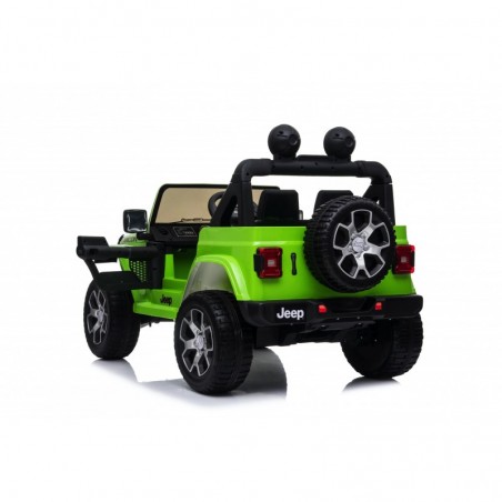 Auto macchina elettrica jeep Wrangler Rubicon 12V per bambini porte apribili con telecomando full accessori Green