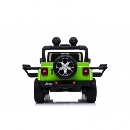 Auto macchina elettrica jeep Wrangler Rubicon 12V per bambini porte apribili con telecomando full accessori Green