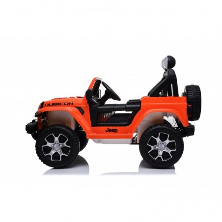 Auto Macchina Elettrica Jeep Wrangler Rubicon 12V per Bambini porte apribili Con telecomando Full accessori (Orange)