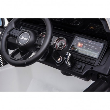 Auto Macchina Elettrica Jeep Wrangler Rubicon 12V per Bambini porte apribili Con telecomando Full accessori (Bianca)