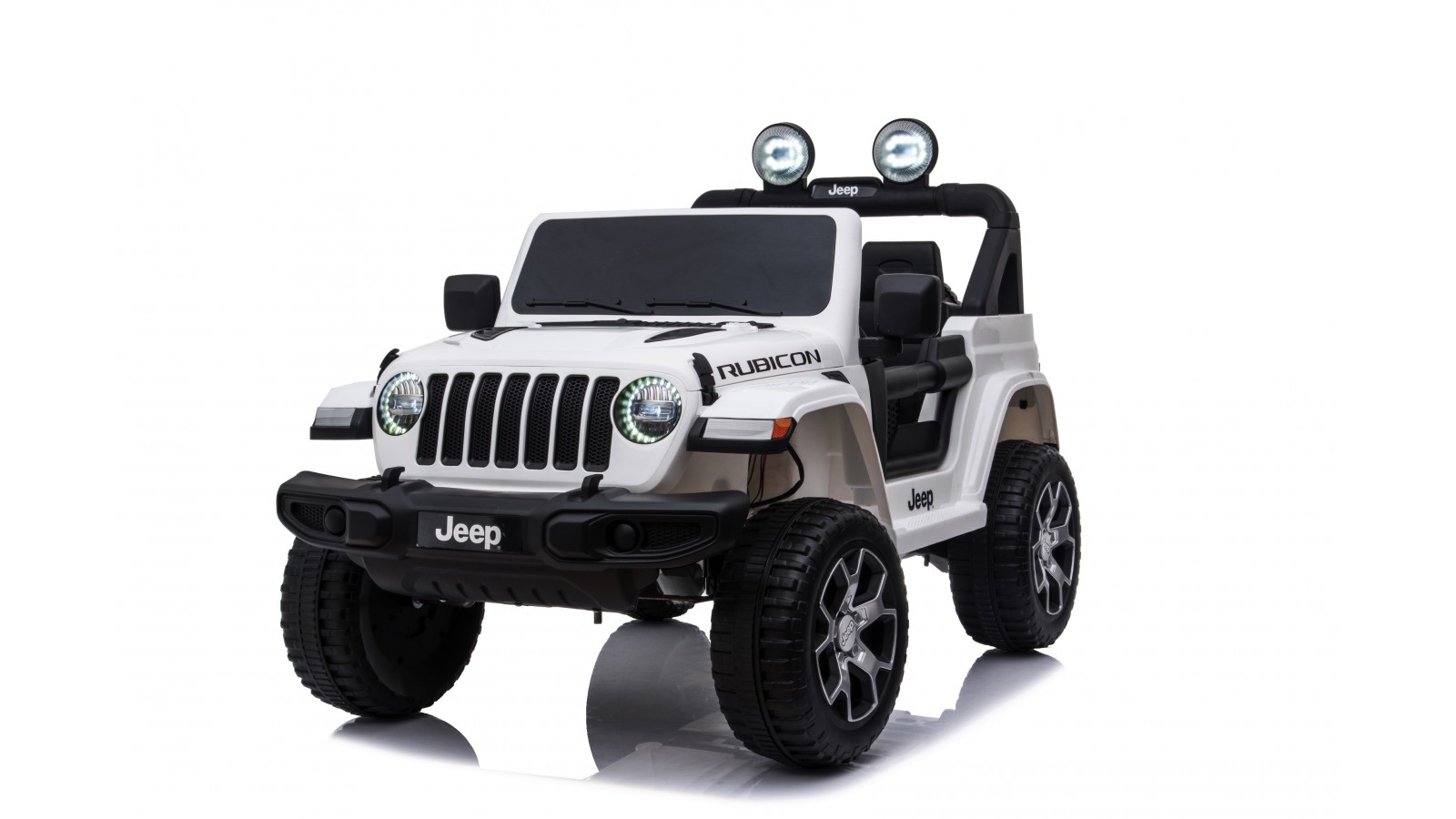 Auto Macchina Elettrica Jeep Wrangler Rubicon 12V per Bambini porte apribili Con telecomando Full accessori (Bianca)