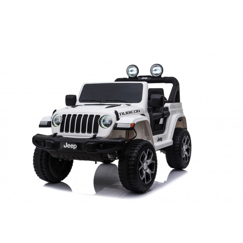 Auto Macchina Elettrica Jeep Wrangler Rubicon 12V per Bambini porte apribili Con telecomando Full accessori (Bianca)