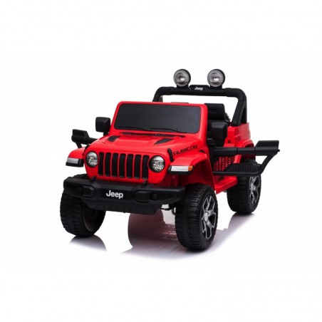 Auto Macchina Elettrica Jeep Wrangler Rubicon 12V per Bambini porte apribili Con telecomando Full accessori (Rossa)