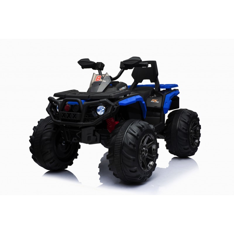 Super Quad elettrico Maverick per Bambini 12V doppio motore Full optional con Ammortozzatori Bianco Nero/Blue