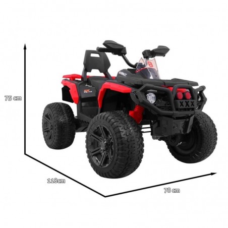 Super Quad elettrico Maverick per Bambini 12V doppio motore Full optional con Ammortozzatori Bianco Nero/rosso