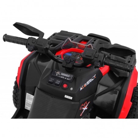 Super Quad elettrico Maverick per Bambini 12V doppio motore Full optional con Ammortozzatori Bianco Nero/rosso