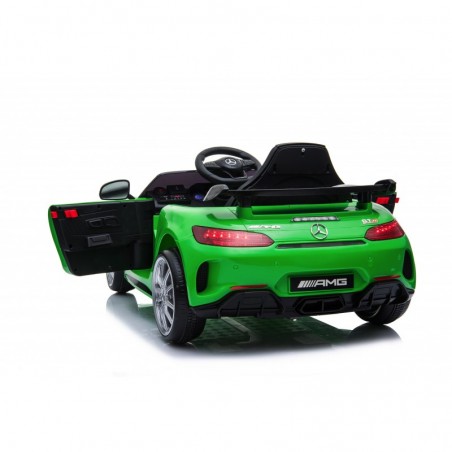 Auto Macchina Elettrica per Bambini Mercedes AMG GTR 12V Porte Apribili Full Optional con telecomando Verde