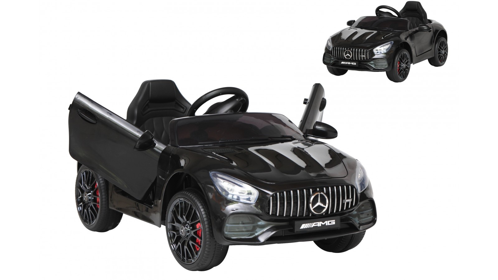 Auto Macchina Elettrica per Bambini Mercedes AMG GT 12V Porte Apribili Full Optional con telecomando nero