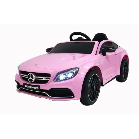 Auto Elettrica per Bambini 12V Mercedes C63 AMG Rosa Porte Apribili con telecomando