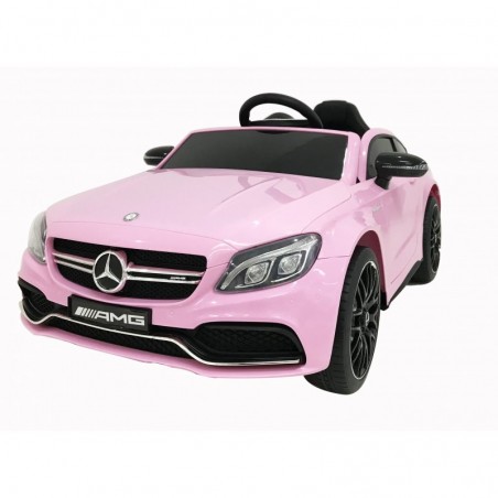 Auto Elettrica per Bambini 12V Mercedes C63 AMG Rosa Porte Apribili con telecomando