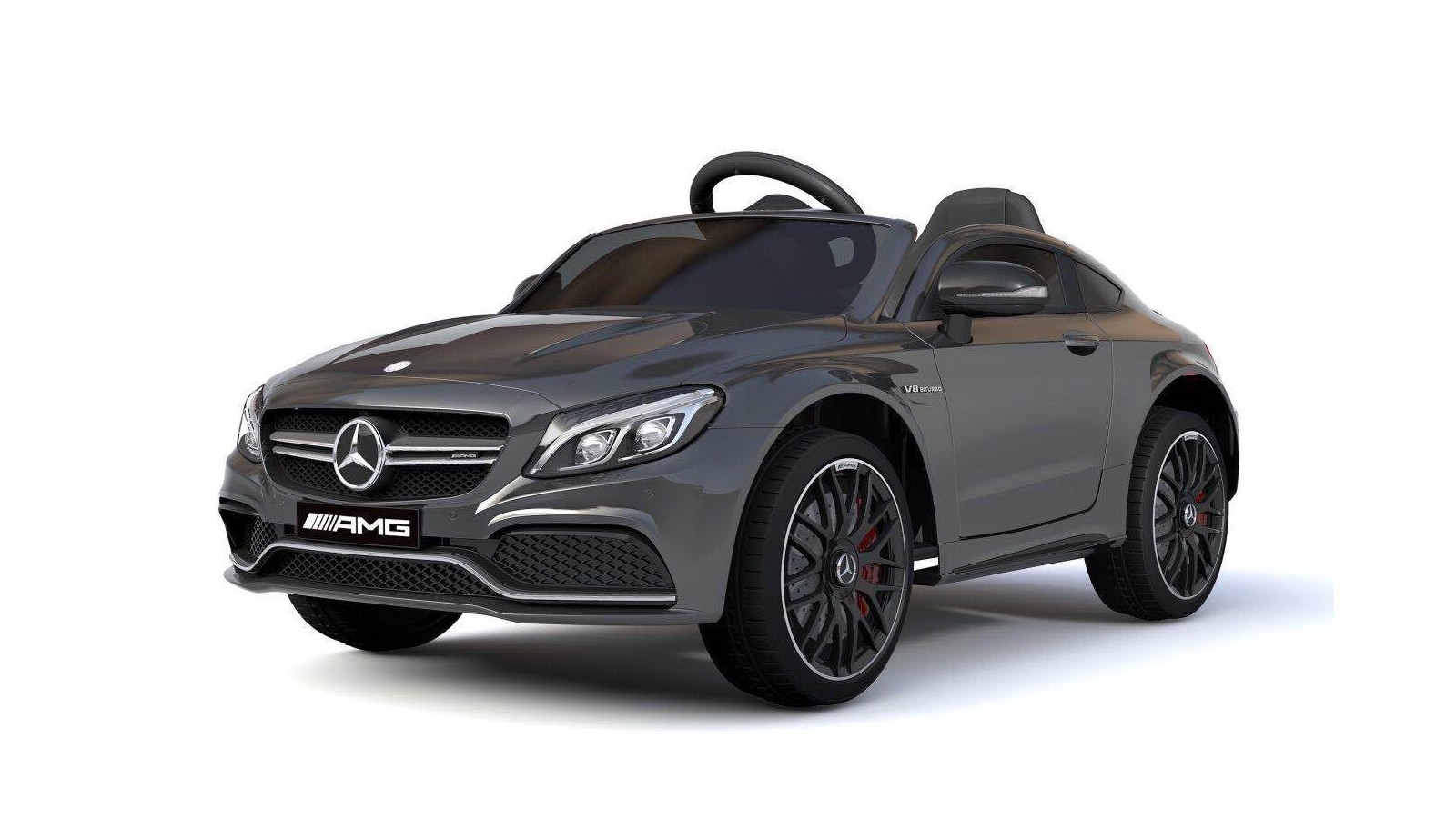 Auto Elettrica per Bambini 12V Mercedes C63 AMG Nera Porte Apribili con telecomando