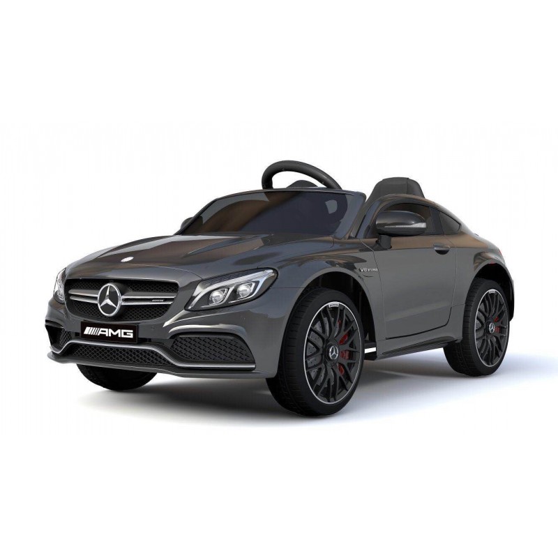 Auto Elettrica per Bambini 12V Mercedes C63 AMG Nera Porte Apribili con telecomando