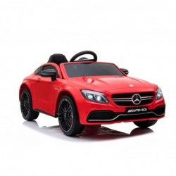 Auto Elettrica per Bambini 12V Mercedes C63 AMG Rossa Porte Apribili con telecomando