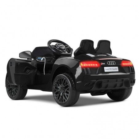 Auto Macchina Elettrica 12V R8 Spyder per Bambini Led MP3 con Telecomando Sedile in pelle Nera