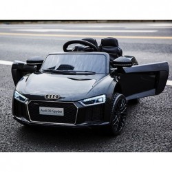 Auto Macchina Elettrica 12V R8 Spyder per Bambini Led MP3 con Telecomando Sedile in pelle Nera