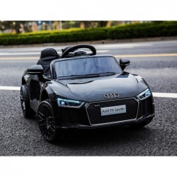 Auto Macchina Elettrica 12V R8 Spyder per Bambini Led MP3 con Telecomando Sedile in pelle Nera