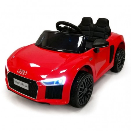 Auto Macchina Elettrica 12V R8 Spyder per Bambini Led MP3 con Telecomando Sedile in pelle Rossa