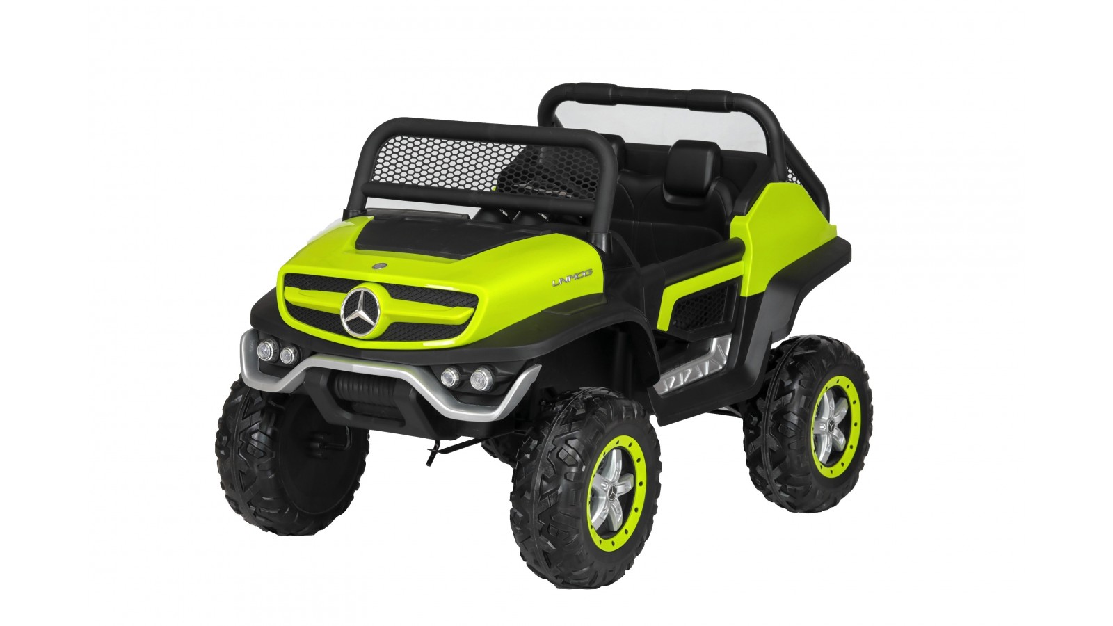 Auto Macchina Elettrica per Bambini Fuoristrada Mercedes UNIMOG 2 Posti 12V Ammortizzata con Telecomando Full Optional MP3 Led V