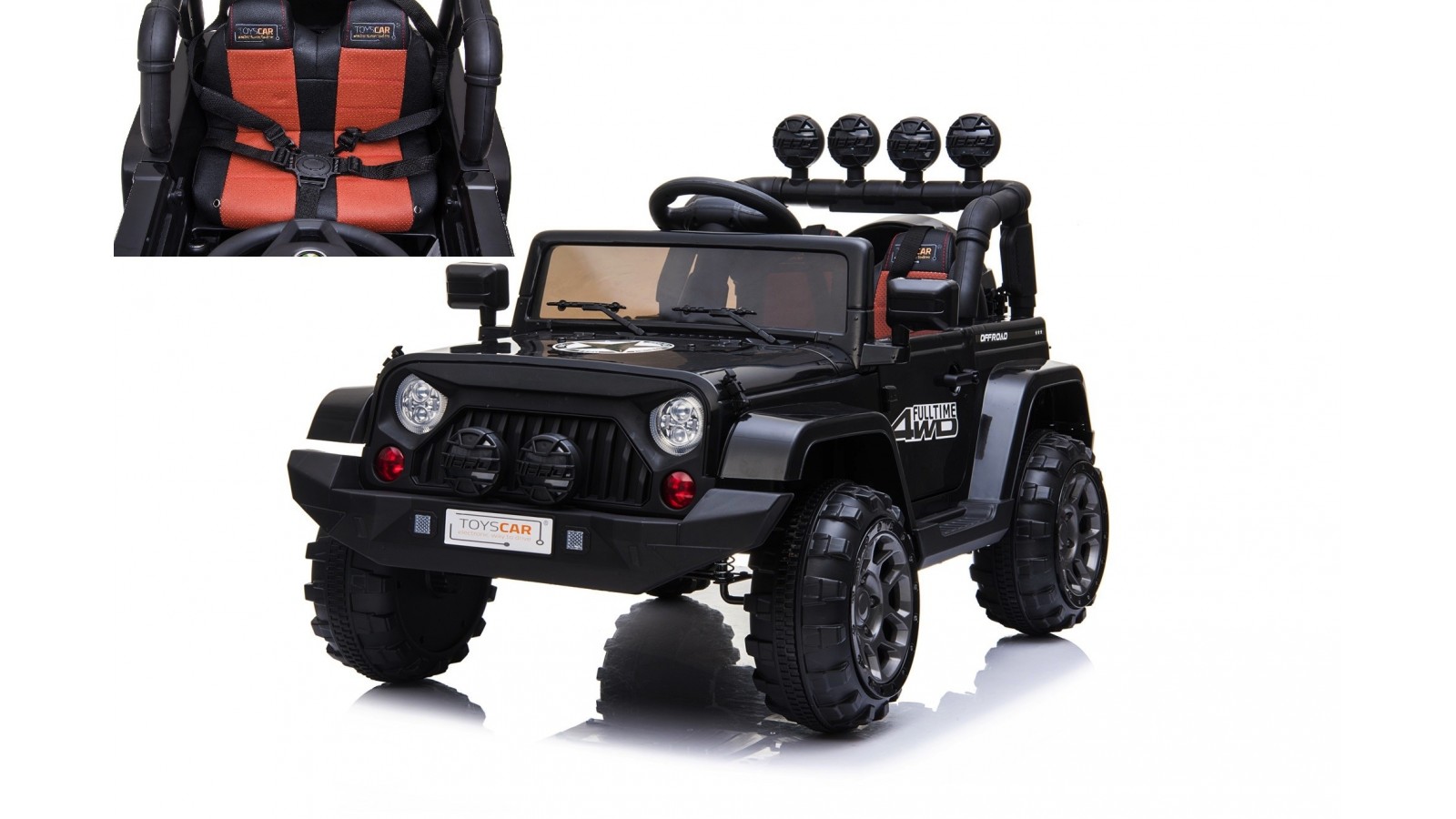 Auto macchina elettrica fuoristrada adventure per bambini nera 12V MP3 Led con Telecomando Full Optional Sedili in Pelle