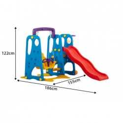 Scivolo Per Bambini Con Altalena Giardino Esterni Interno Multifunzione Con Canestro H122 X L186 X L155 BlueParty