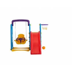 Scivolo Per Bambini Con Altalena Giardino Esterni Interno Multifunzione Con Canestro H122 X L186 X L155 BlueParty