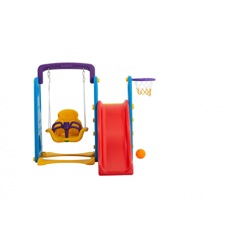 Scivolo Per Bambini Con Altalena Giardino Esterni Interno Multifunzione Con Canestro H122 X L186 X L155 BlueParty