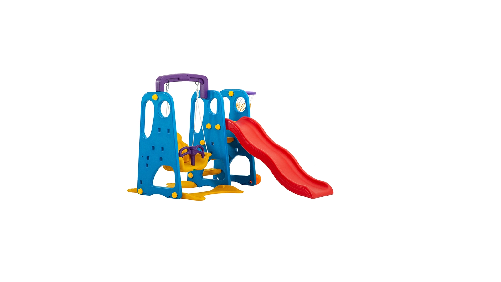 Scivolo Per Bambini Con Altalena Giardino Esterni Interno Multifunzione Con Canestro H122 X L186 X L155 BlueParty