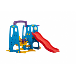 Scivolo Per Bambini Con Altalena Giardino Esterni Interno Multifunzione Con Canestro H122 X L186 X L155 BlueParty