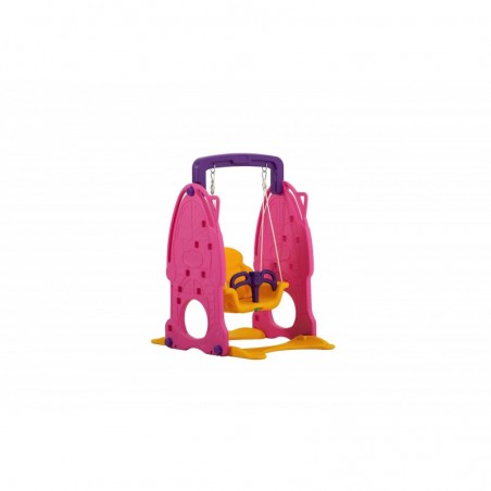 Scivolo Per Bambini Con Altalena Giardino Esterni Interno Multifunzione Con Canestro H122 X L186 X L155 PartyPink