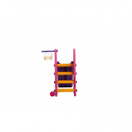 Scivolo Per bambini Esterni Interno Giardino Con Basket Multifunzione H114 X L159 X L77 BabyPink Alta Resistenza Eco-Friendly 