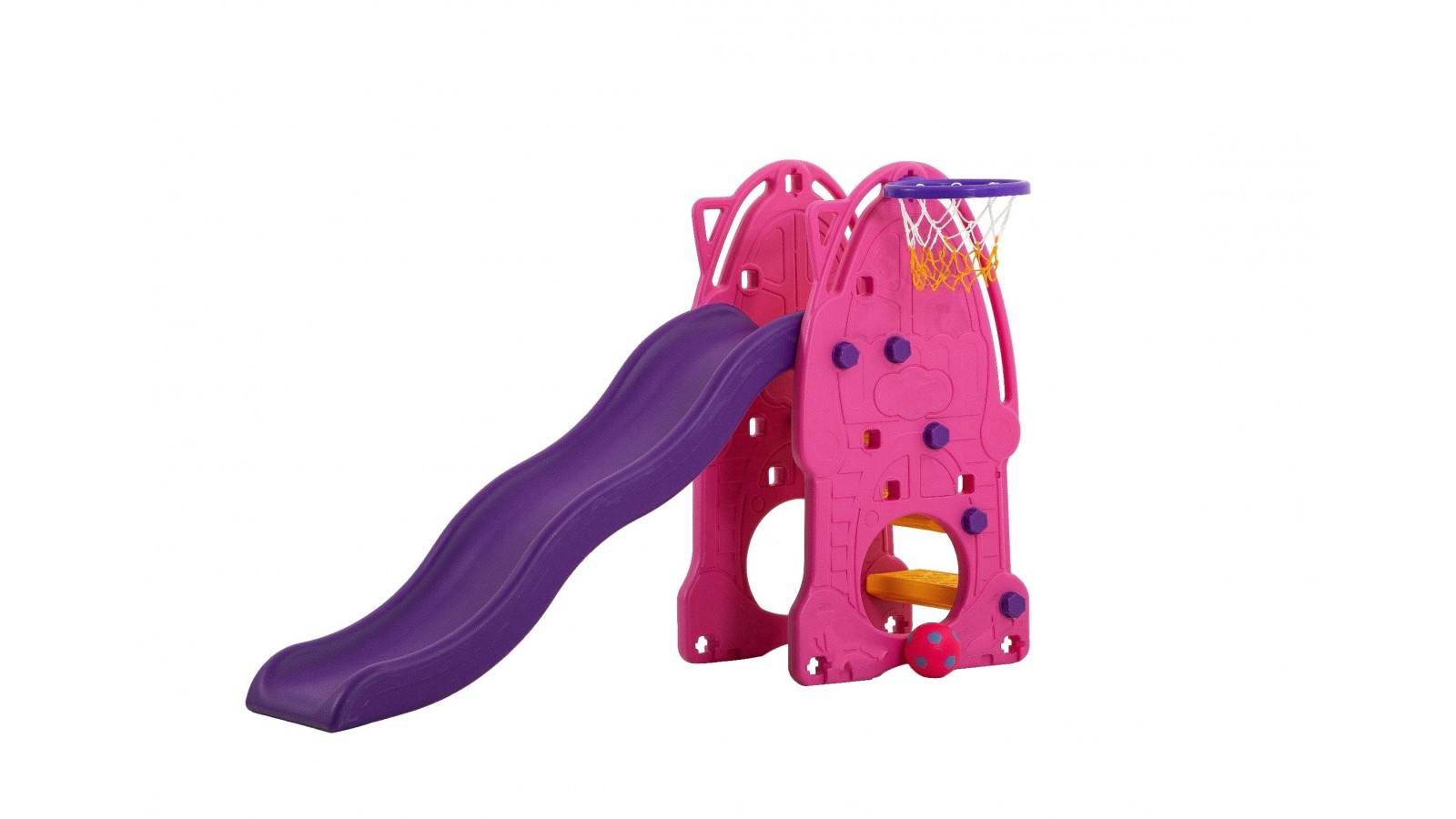 Scivolo Per bambini Esterni Interno Giardino Con Basket Multifunzione H114 X L159 X L77 BabyPink Alta Resistenza Eco-Friendly 