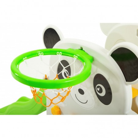 Scivolo Per Bambini Con Altalena Giardino Esterni Interno Multifunzione Con Canestro H120 X L153 X L160 PANDA