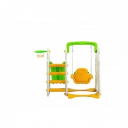 Scivolo Per Bambini Con Altalena Giardino Esterni Interno Multifunzione Con Canestro H120 X L153 X L160 PANDA