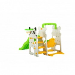 Scivolo Per Bambini Con Altalena Giardino Esterni Interno Multifunzione Con Canestro H120 X L153 X L160 PANDA