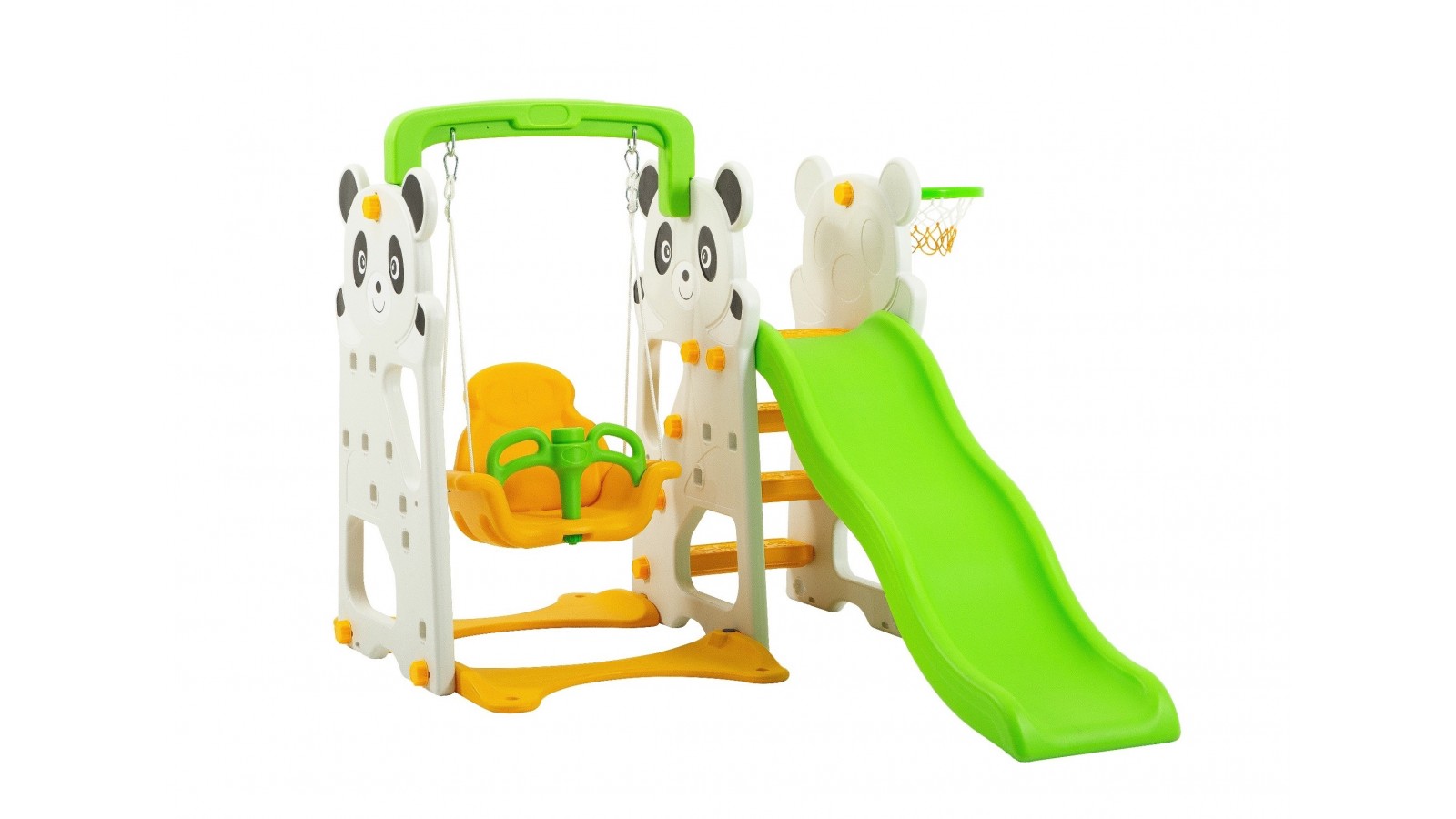 Scivolo Per Bambini Con Altalena Giardino Esterni Interno Multifunzione Con Canestro H120 X L153 X L160 PANDA