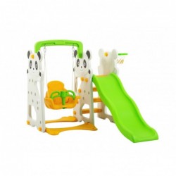 Scivolo Per Bambini Con Altalena Giardino Esterni Interno Multifunzione Con Canestro H120 X L153 X L160 PANDA