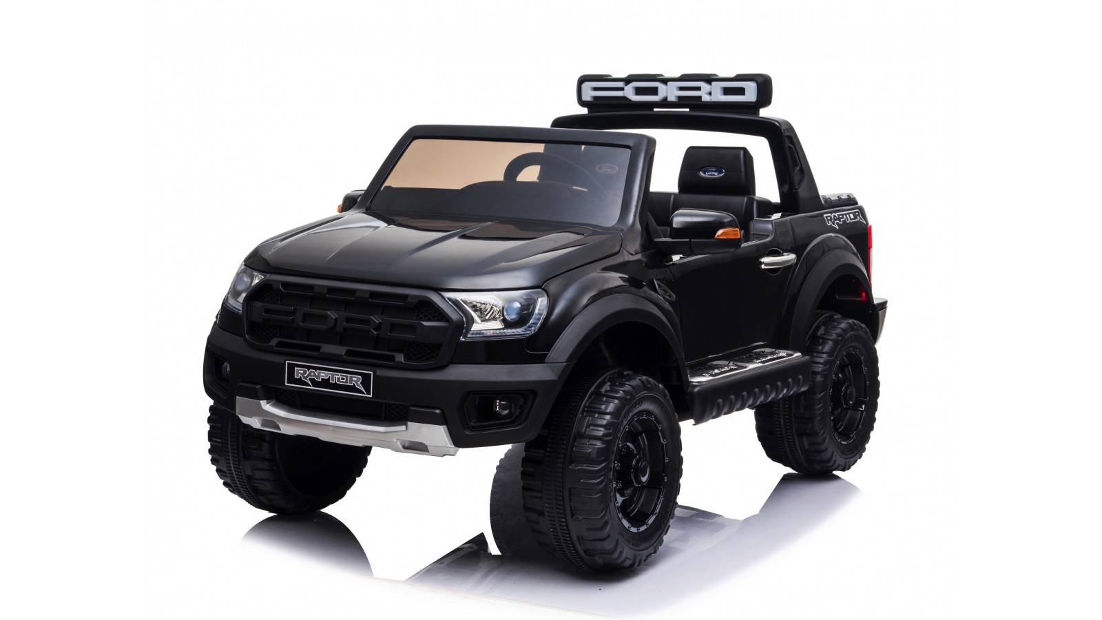 Auto Elettrica per Bambini 2 posti Ford Ranger Raptor Nera 12 Volt Ruote in Gomma Sedile in Pelle porte apribili e telecomando 2