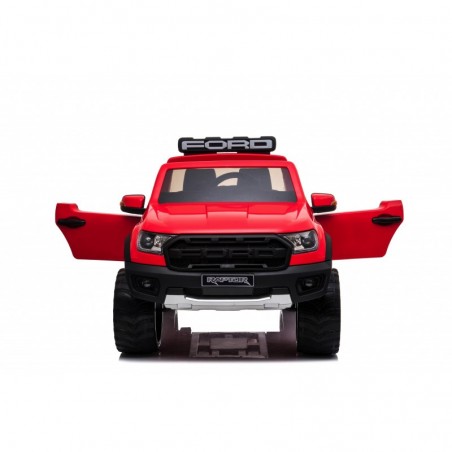 Auto Elettrica per Bambini 2 posti Ford Ranger Raptor Rossa 12 Volt Ruote in Gomma Sedile in Pelle porte apribili e telecomando